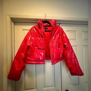 ❤️Love Tree Beautiful Sexy Fun Red Puff Jacket Crop Style Medium *ship w/in24